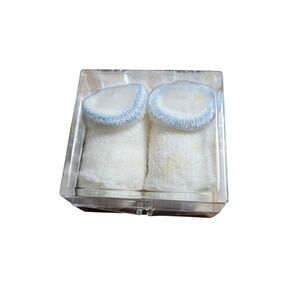 Vintage Trimfit Bootees Baby Socks White Blue Trim 0-3 Months ‎ Cozy Kidcore NIB